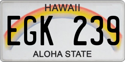 HI license plate EGK239