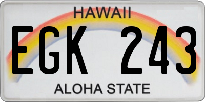 HI license plate EGK243