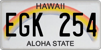 HI license plate EGK254