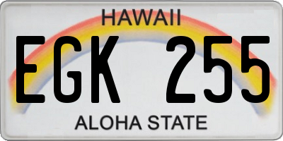 HI license plate EGK255