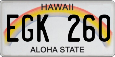 HI license plate EGK260