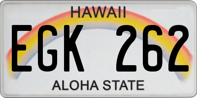 HI license plate EGK262