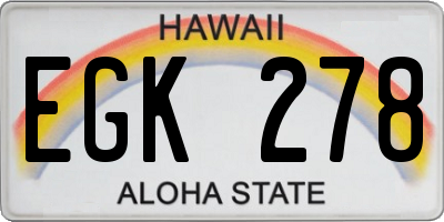 HI license plate EGK278