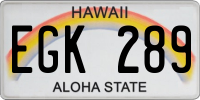 HI license plate EGK289