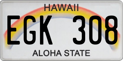 HI license plate EGK308