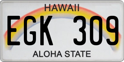 HI license plate EGK309