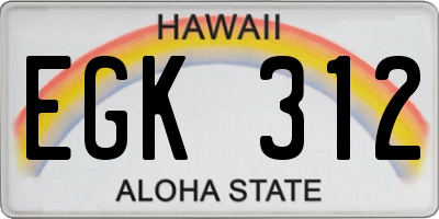HI license plate EGK312