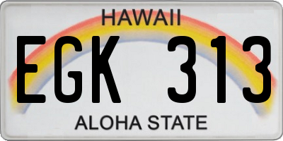 HI license plate EGK313