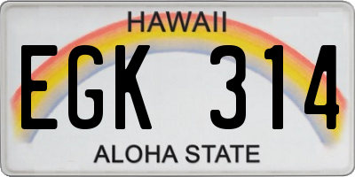 HI license plate EGK314