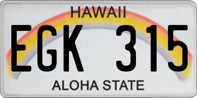 HI license plate EGK315