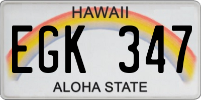 HI license plate EGK347