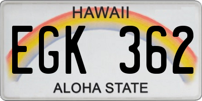 HI license plate EGK362