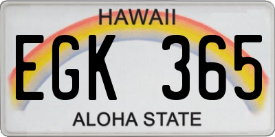 HI license plate EGK365