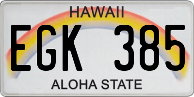 HI license plate EGK385