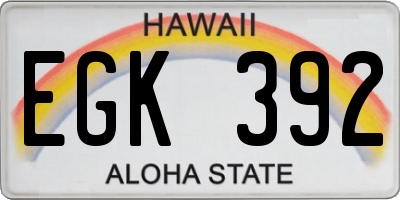 HI license plate EGK392