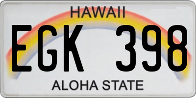 HI license plate EGK398
