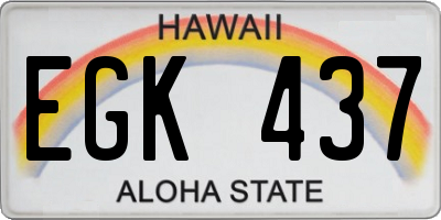 HI license plate EGK437