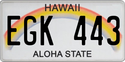 HI license plate EGK443