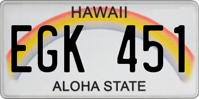 HI license plate EGK451