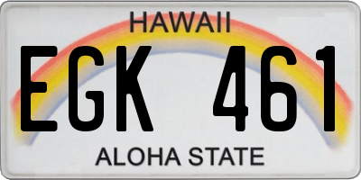 HI license plate EGK461