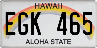 HI license plate EGK465