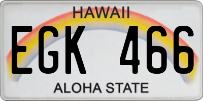 HI license plate EGK466