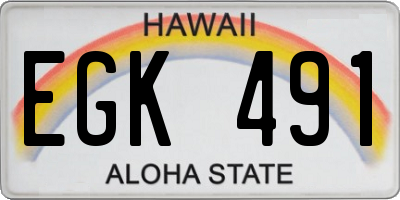 HI license plate EGK491