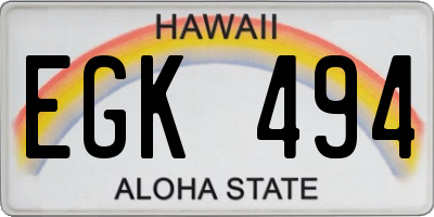 HI license plate EGK494