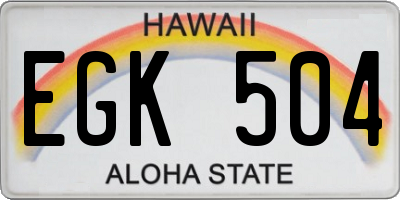 HI license plate EGK504