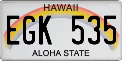 HI license plate EGK535