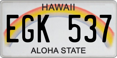 HI license plate EGK537