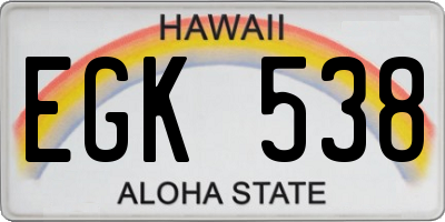 HI license plate EGK538
