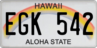 HI license plate EGK542
