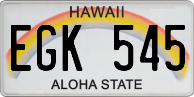 HI license plate EGK545