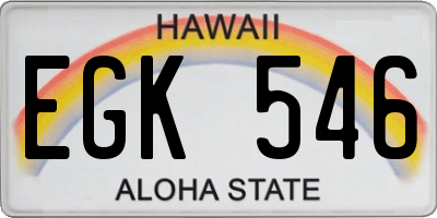 HI license plate EGK546
