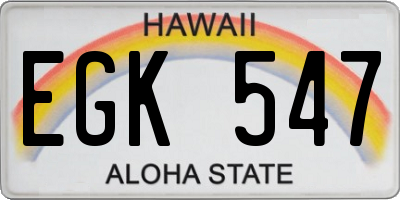 HI license plate EGK547