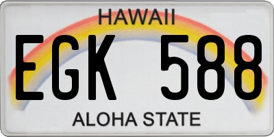 HI license plate EGK588