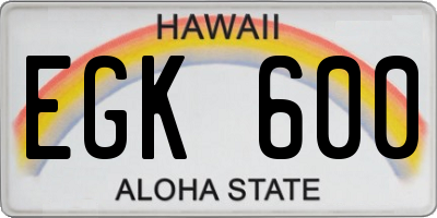 HI license plate EGK600