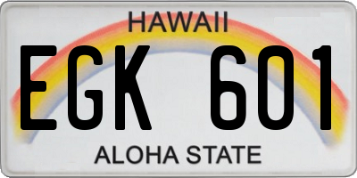 HI license plate EGK601