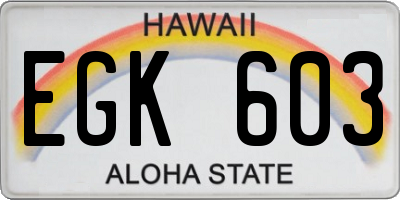 HI license plate EGK603
