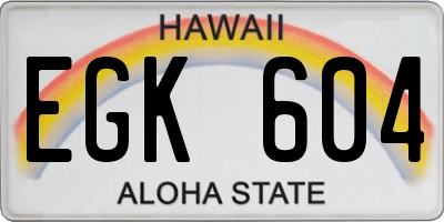 HI license plate EGK604
