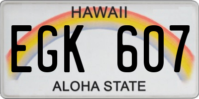 HI license plate EGK607