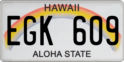 HI license plate EGK609