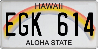 HI license plate EGK614