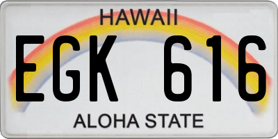 HI license plate EGK616