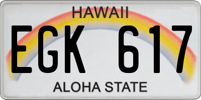 HI license plate EGK617