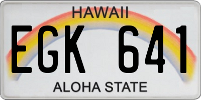 HI license plate EGK641