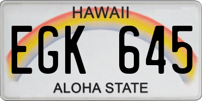 HI license plate EGK645