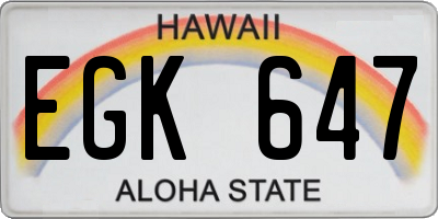 HI license plate EGK647