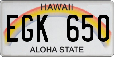 HI license plate EGK650